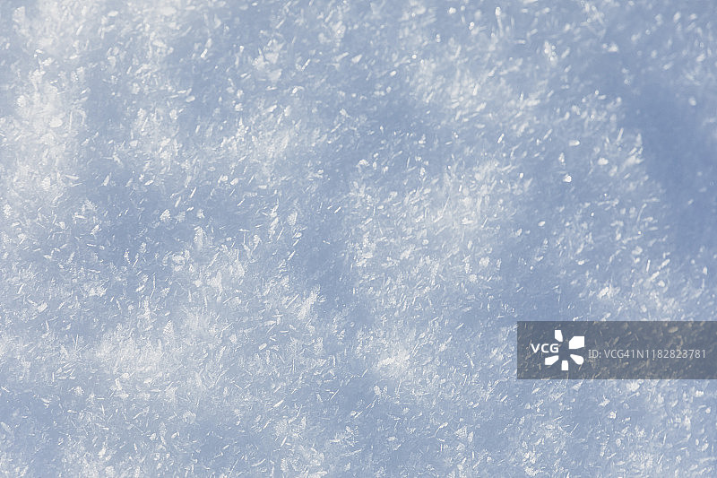 寒冷冬日，雪地和雪花特写图片素材