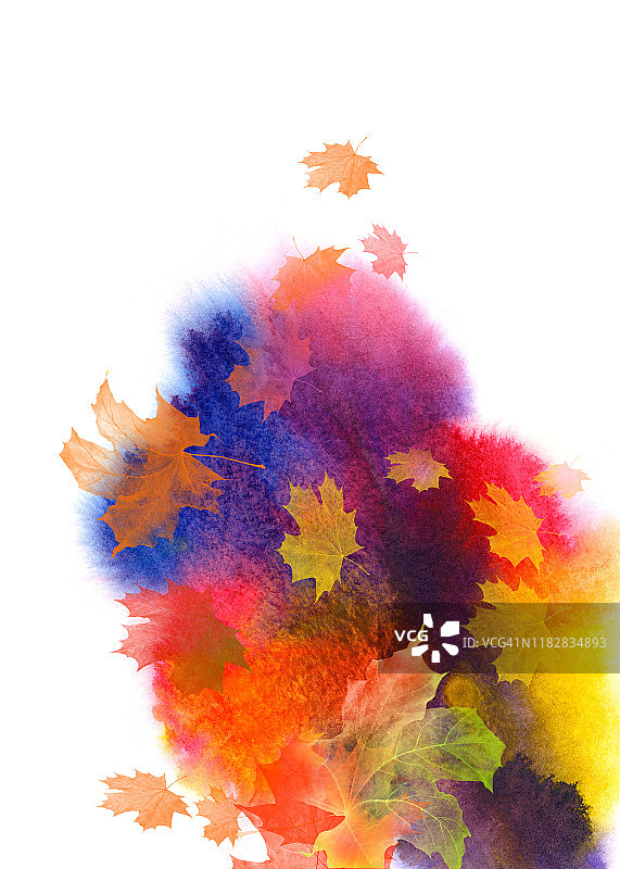 水彩秋季背景图片素材