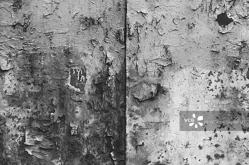 磨损刮痕表面纹理：黑白Grunge背景，油漆剥落图片素材