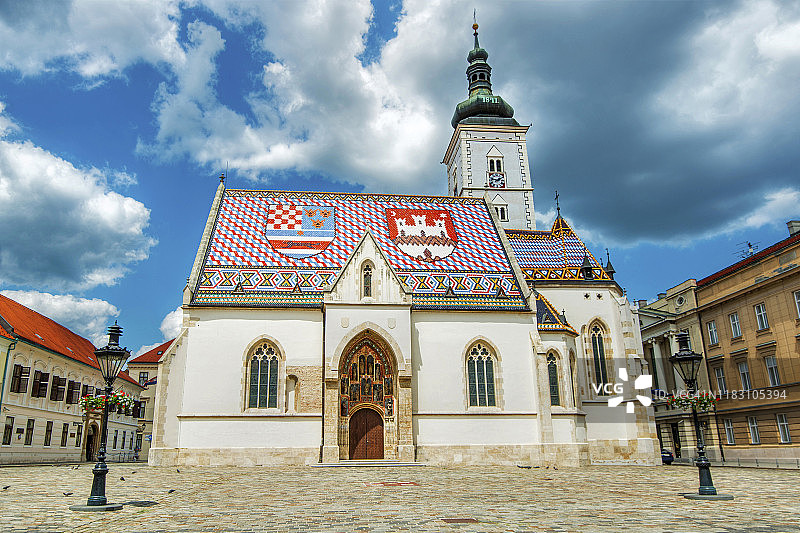 克罗地亚萨格勒布的圣马可教堂图片素材