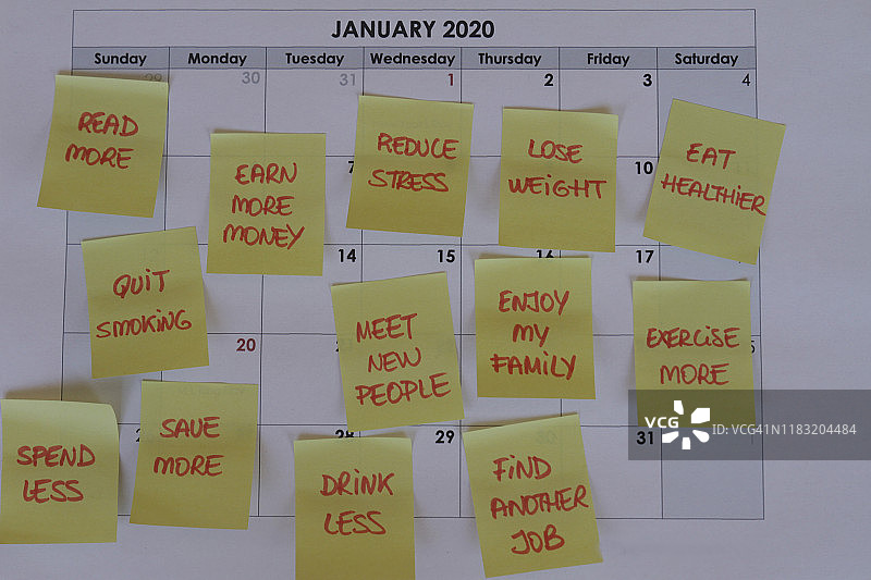 日历上的新年决心图片素材