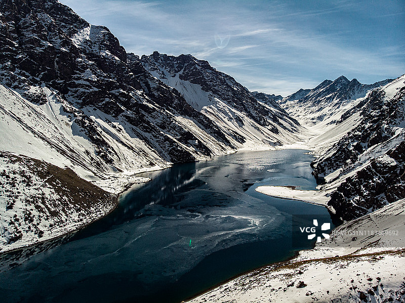 智利安第斯山脉的印加湖图片素材
