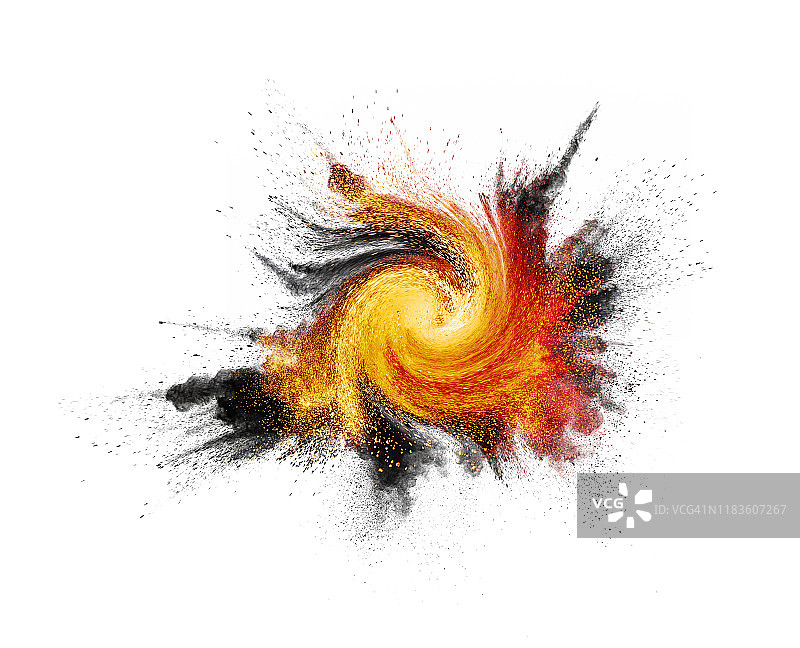 橙色背景上的爆炸烟雾云图片素材