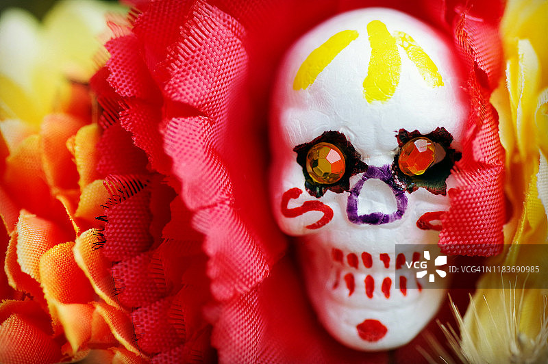 小型彩绘骷髅装饰品图片素材