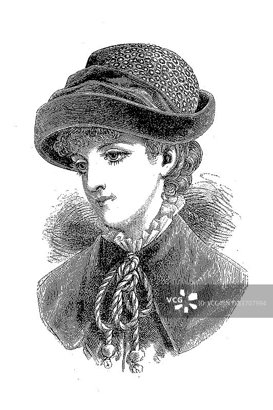 维多利亚时尚女人黑色帽子长袍图片素材