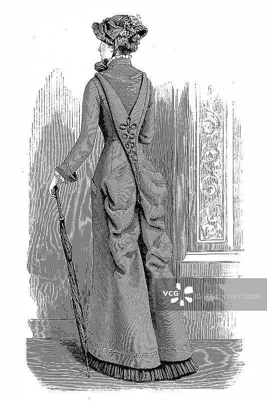 维多利亚时期手持雨伞的女性图片素材