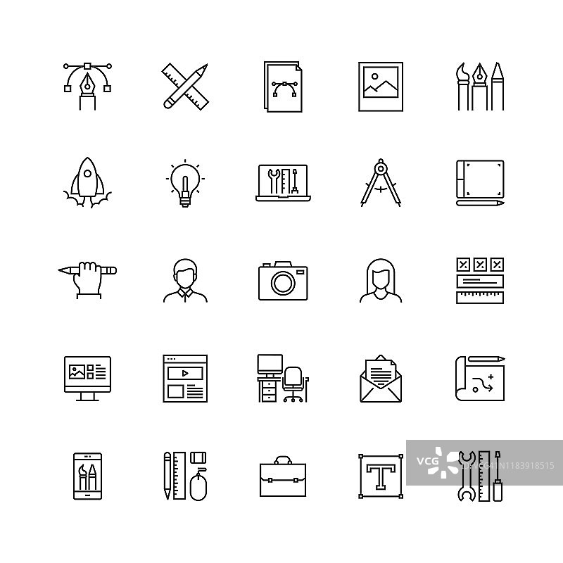 设计创意相关矢量线性图标图片素材