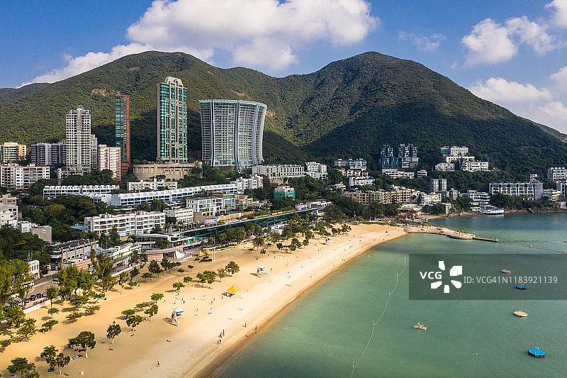 香港岛南部的浅水湾海滩和海滨小镇图片素材