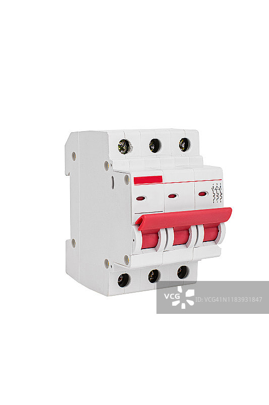 白色背景下隔离的自动断路器图片素材