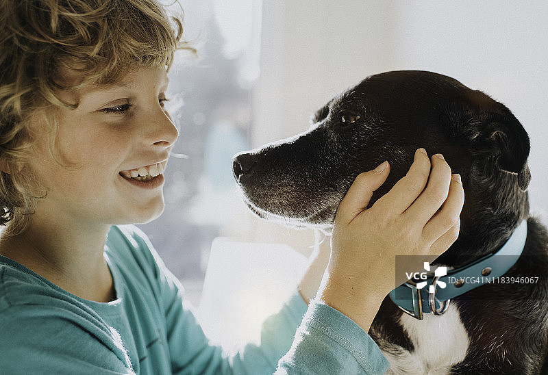 男孩和小狗图片素材