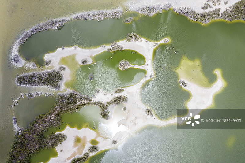 鸟瞰安提瓜岛达克伍德海滩的泻湖(背风群岛,西印度群岛,加勒比海,中美洲)图片素材