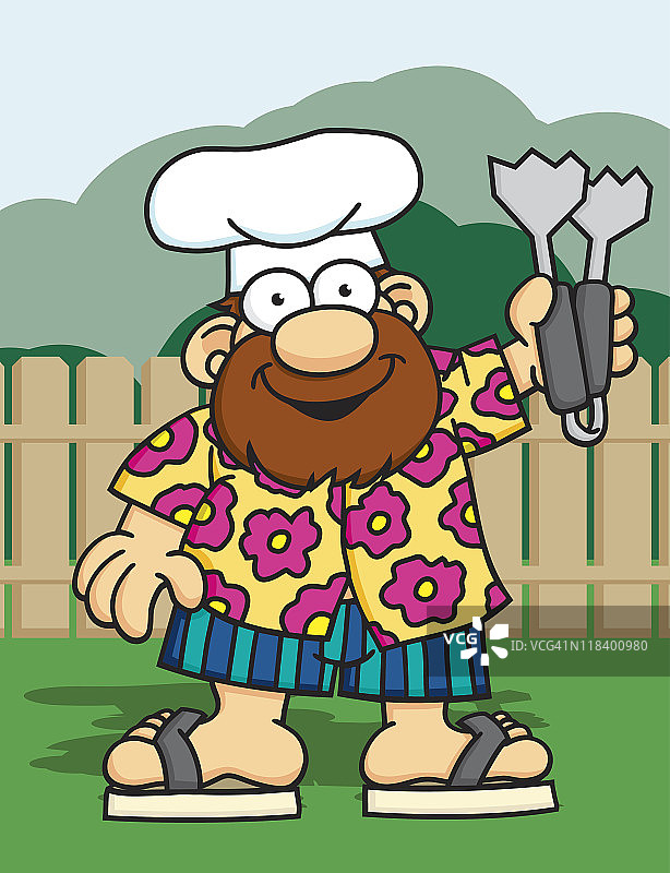 手持烤肉夹的男人图片素材