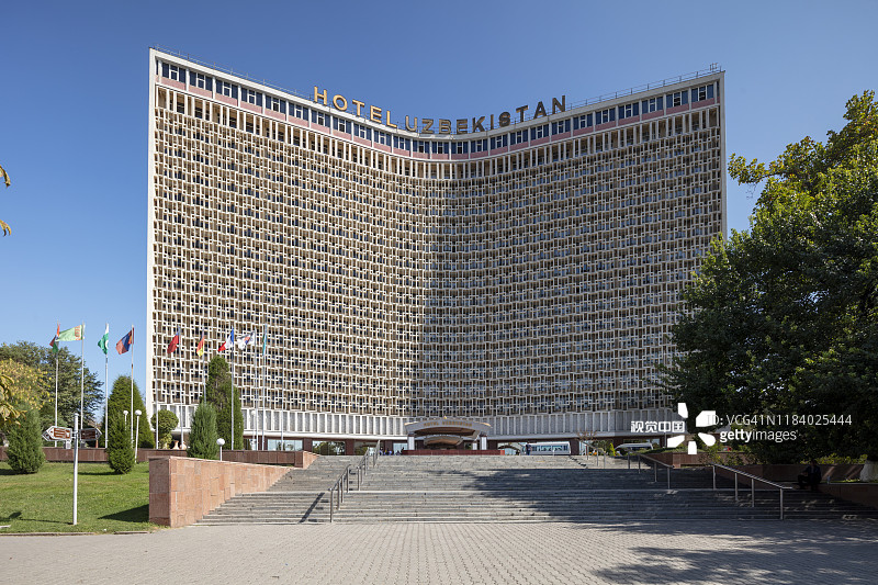 乌兹别克斯坦塔什干市中心著名的苏联时期乌兹别克斯坦酒店图片素材