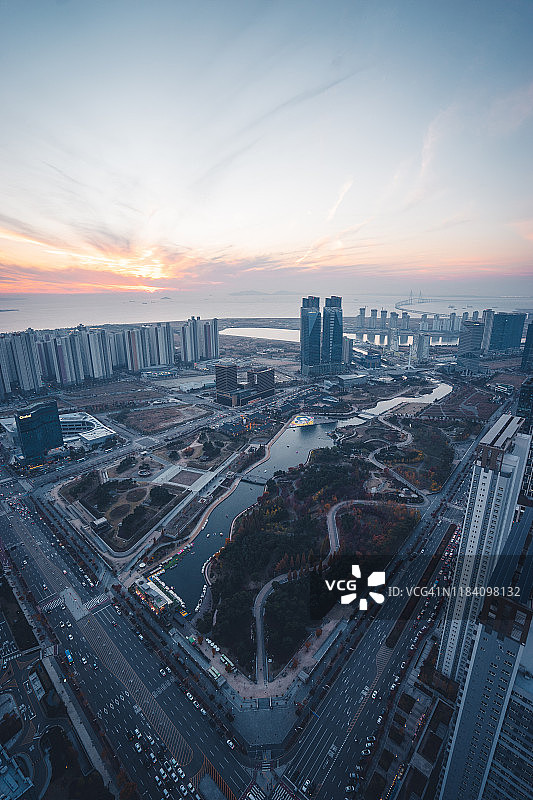 韩国松岛中央公园鸟瞰图图片素材