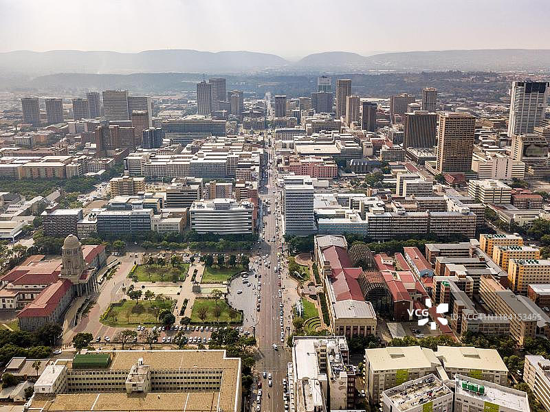 南非比勒陀利亚市中心高楼航拍图片素材