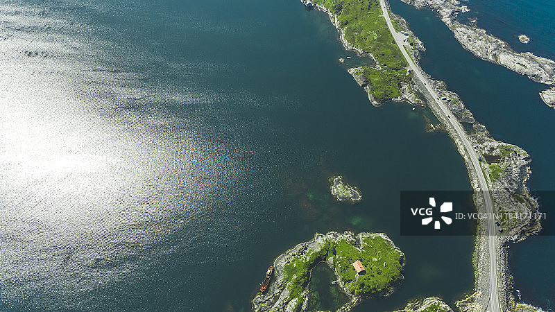 挪威西海岸大西洋之路鸟瞰图图片素材