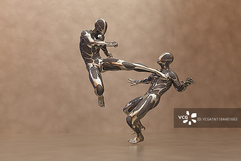 未来主义男性人物格斗图片素材