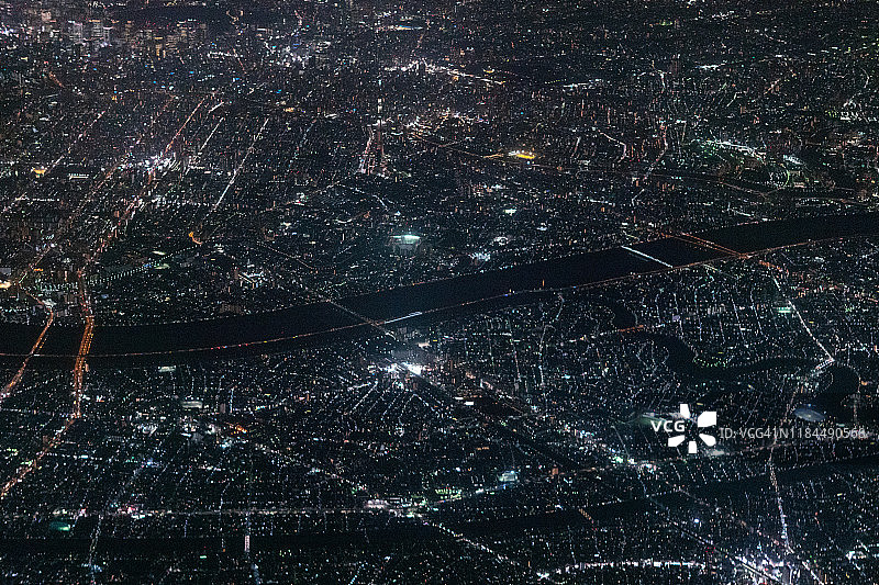 从飞机上俯瞰日本东京晴空塔图片素材