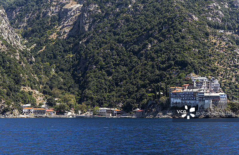 希腊哈尔基季奥西乌格里高里奥修道院海景图片素材