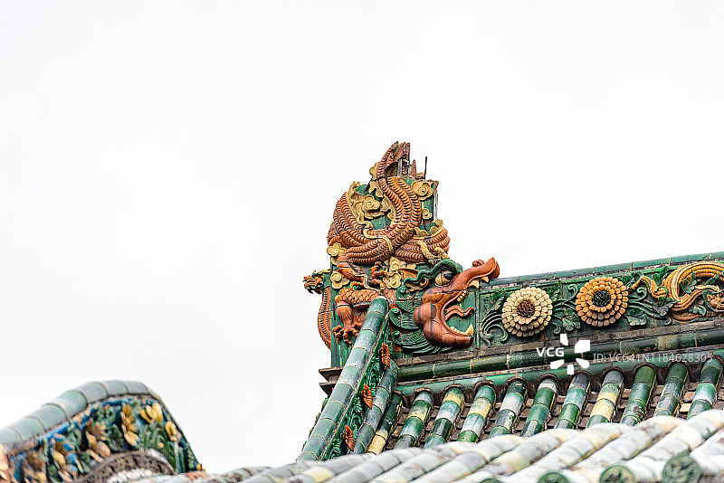 中式古典园林，榆次古城古代建筑屋顶细节图片素材