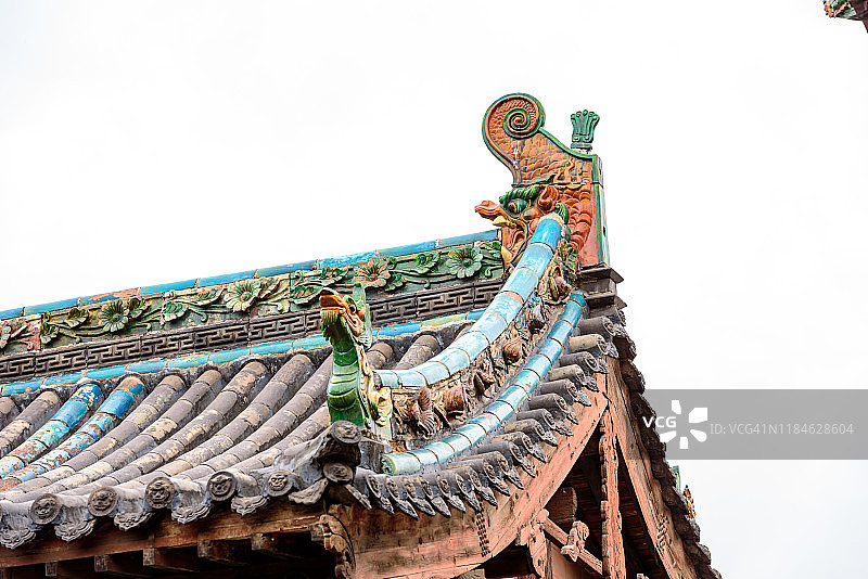 中式古典园林，榆次古城古代建筑屋顶细节图片素材