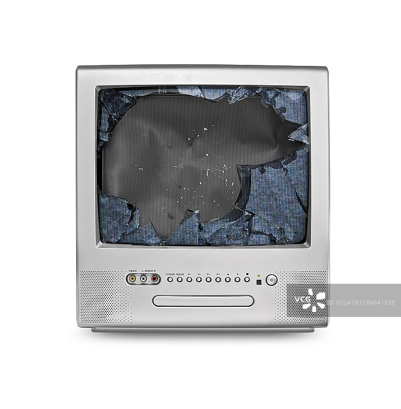 被砸坏的电视机图片素材