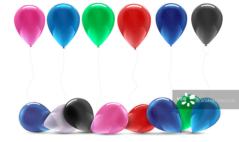 带反射的白色背景气球图片素材
