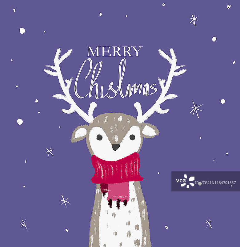 小鹿圣诞贺卡插画图片素材