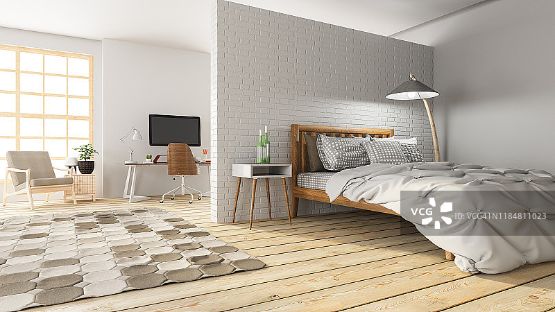 开放式卧室和客厅图片素材