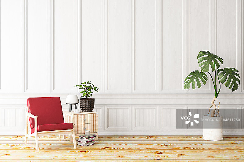 带扶手椅的白色内饰图片素材