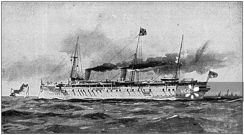 复古插画：SMY霍亨索伦号德国皇帝游艇图片素材