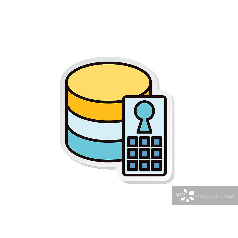 服务器安全智能技术细线图标贴纸图片素材