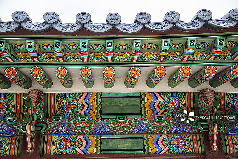 世界遗产昌德宫屋顶特写，韩国首尔图片素材