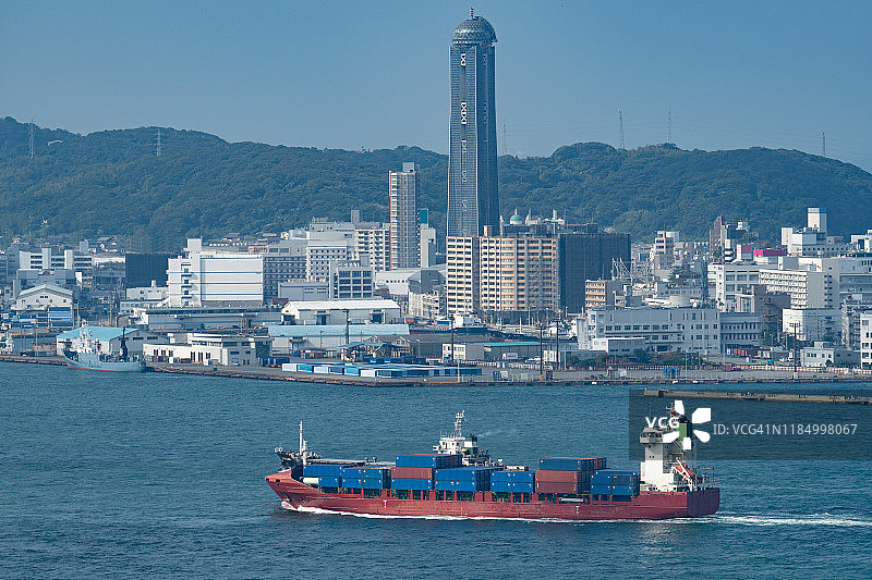 日本福冈县和山口县之间的关门海峡图片素材