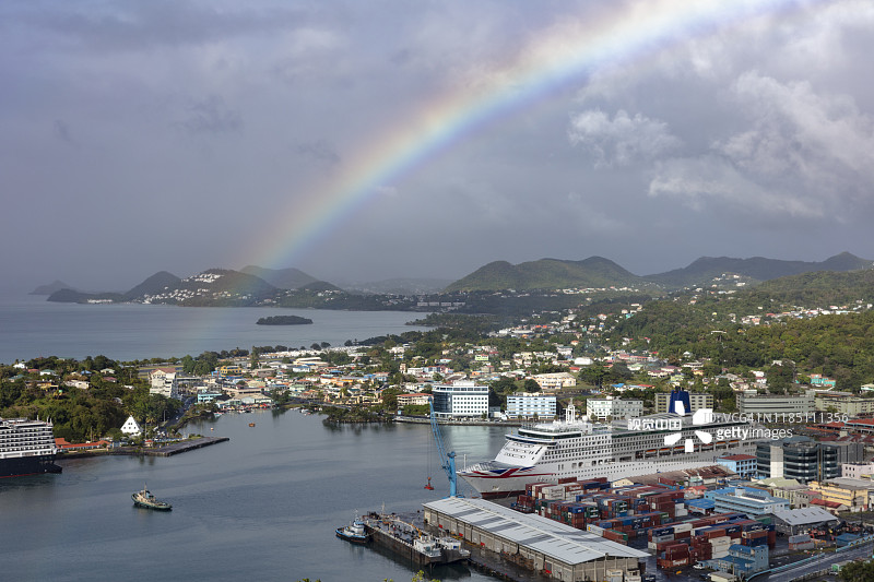 圣卢西亚首都卡斯特里彩虹，2019图片素材