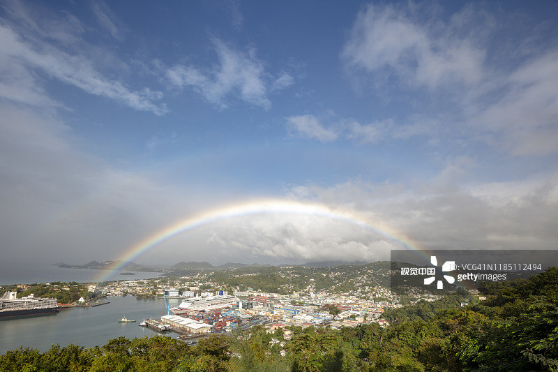 圣卢西亚首都卡斯特里彩虹，2019图片素材