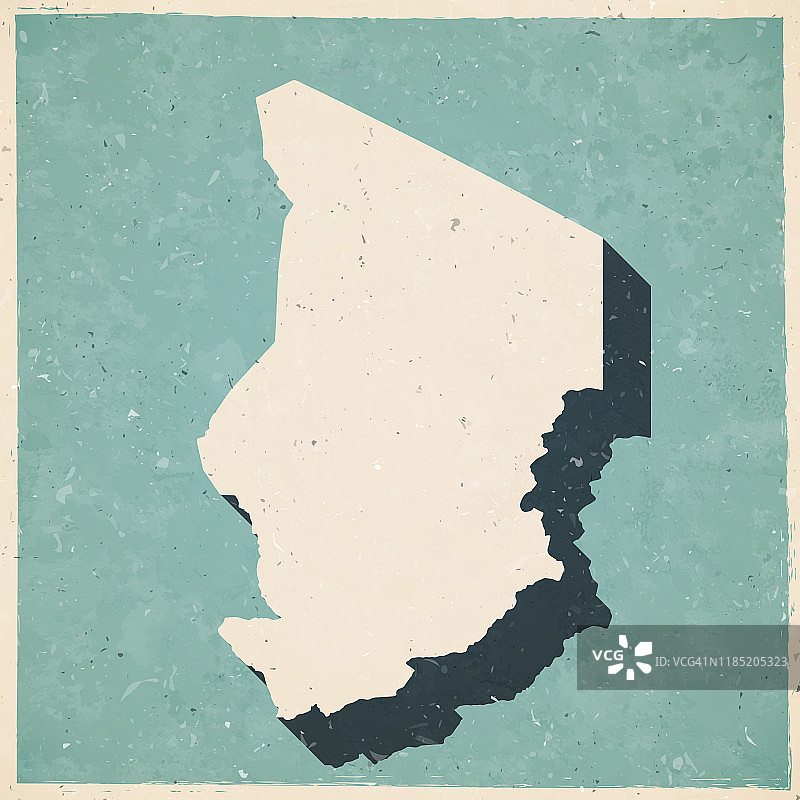 复古风格的乍得地图 - 旧纹理纸图片素材