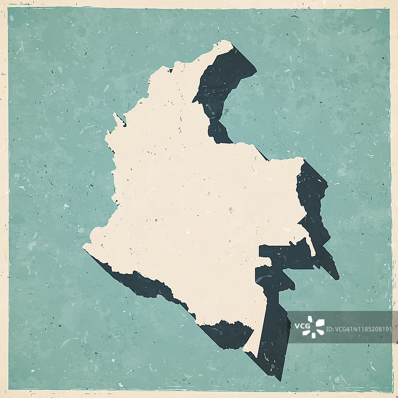 复古风格的哥伦比亚地图 - 旧纹理纸图片素材