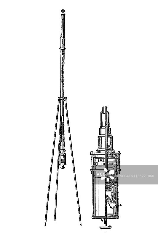 三脚架上的福廷气压计，由其发明者让·尼古拉斯·福廷（1750-1831）于1800年引入图片素材