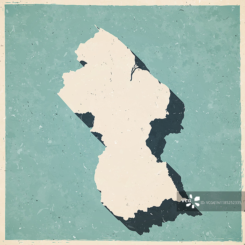 复古风格的圭亚那地图——旧纹理纸图片素材
