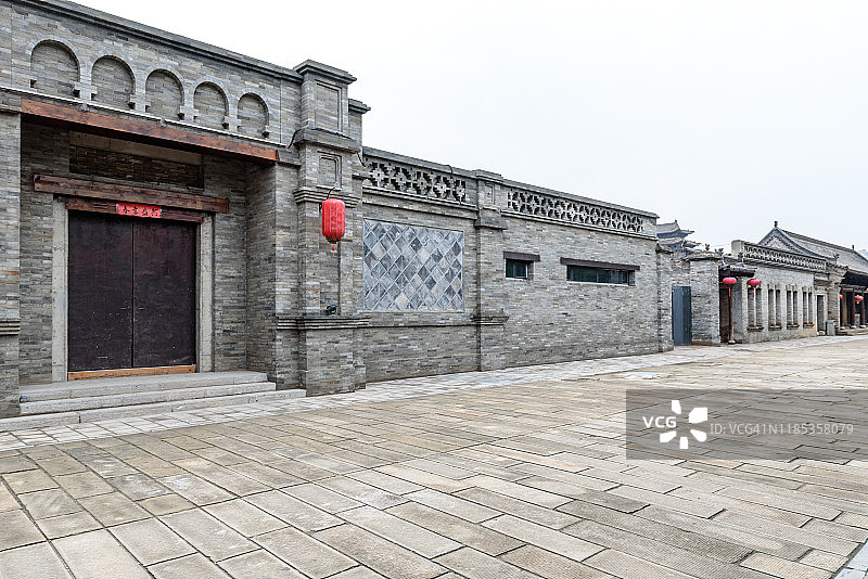 中国古典园林：榆次古城古建筑与石板路图片素材