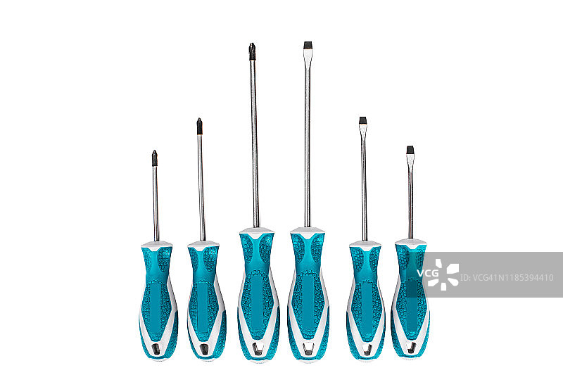 白色背景上的螺丝刀套装图片素材