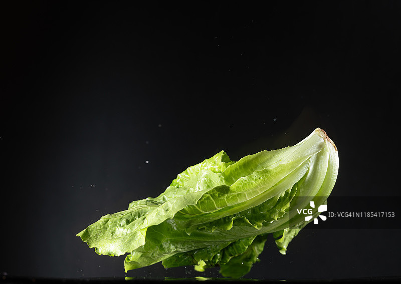 高速同步捕捉到的半空飞舞的生菜图片素材