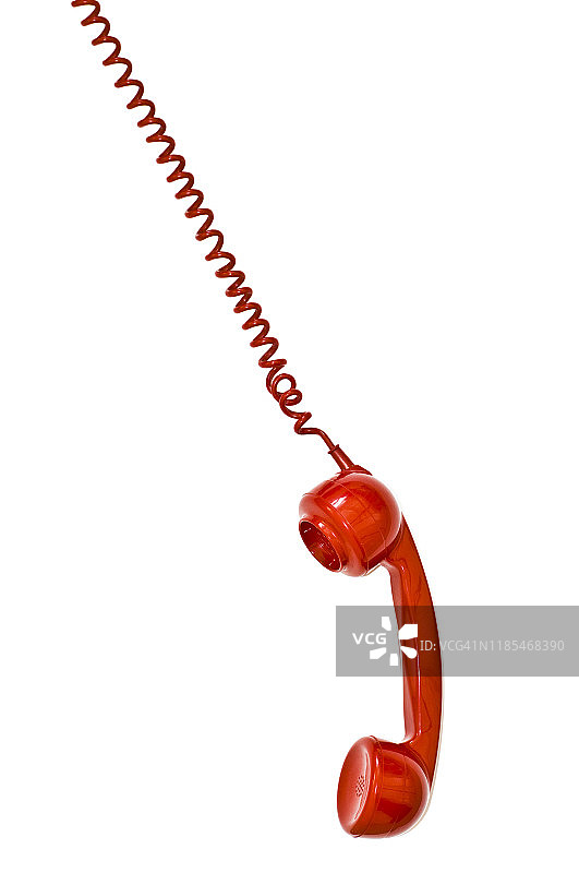 白色背景上的红色电话听筒图片素材