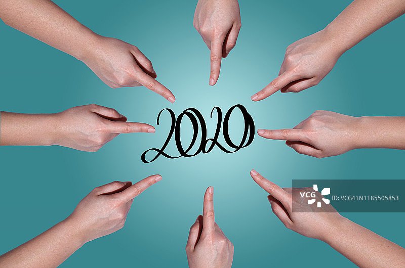 手指指向2020年图片素材