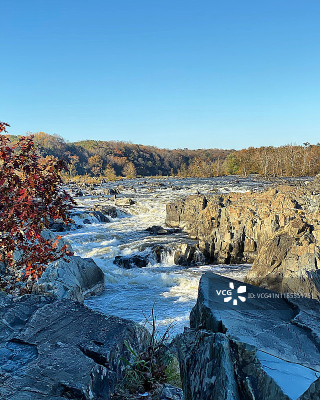 华盛顿特区公路之旅：波托马克河大瀑布国家植物园图片素材