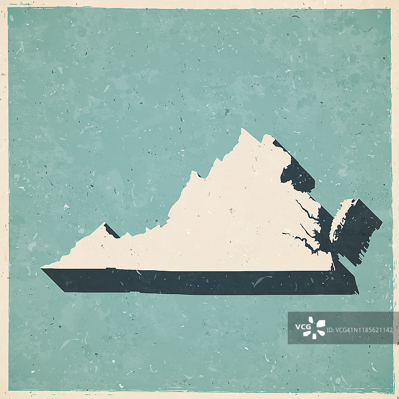 复古风格的弗吉尼亚州地图 - 旧纹理纸图片素材