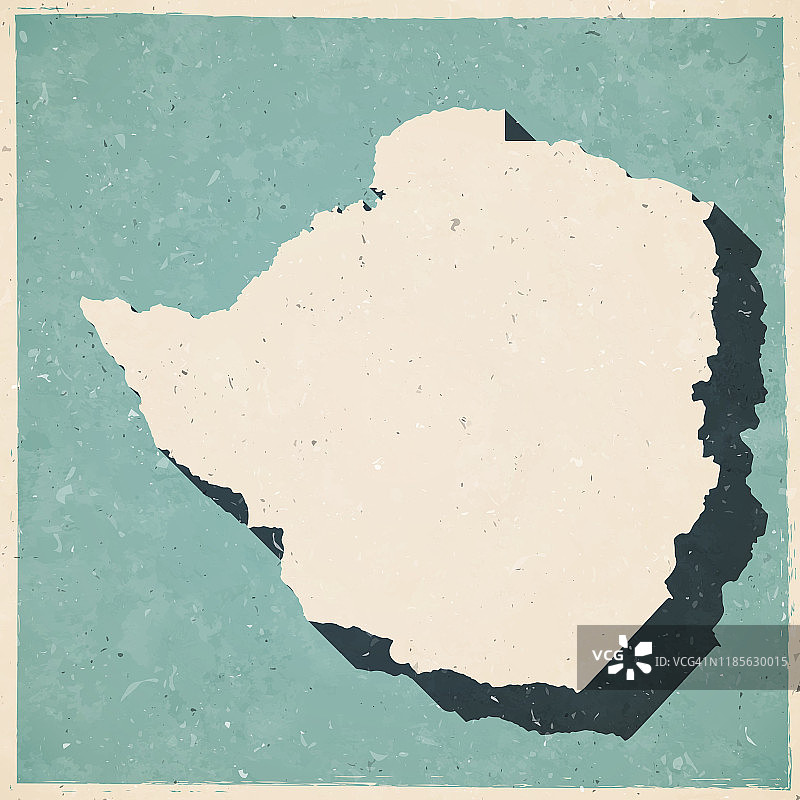 复古风格的津巴布韦地图 - 旧纹理纸张图片素材