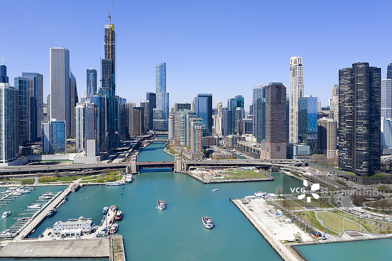 芝加哥市中心航拍图片素材