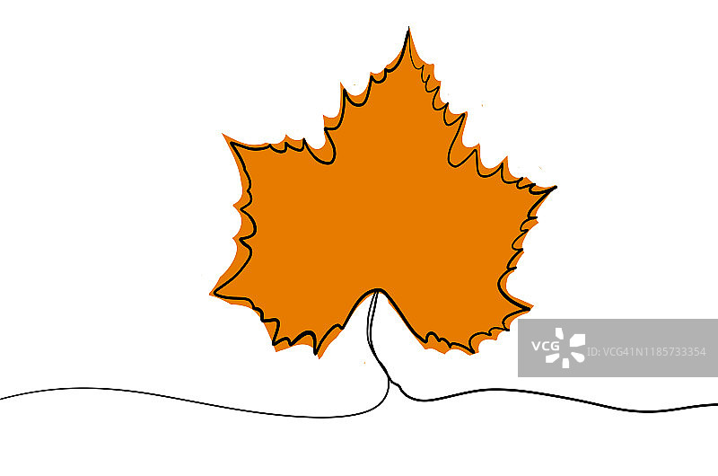 树叶单线画图片素材